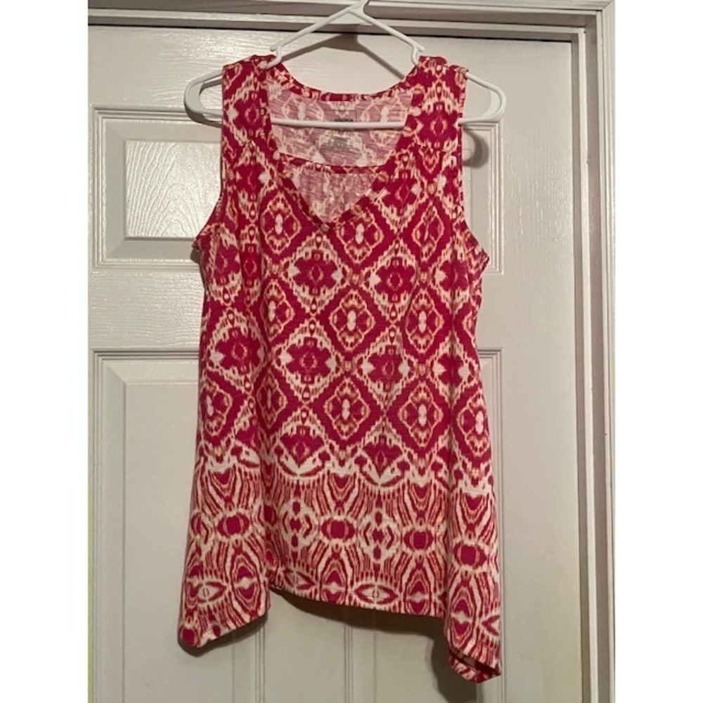 Women's Sleeveless Top Size Large, Blouse Tank Top Pink Diamonds